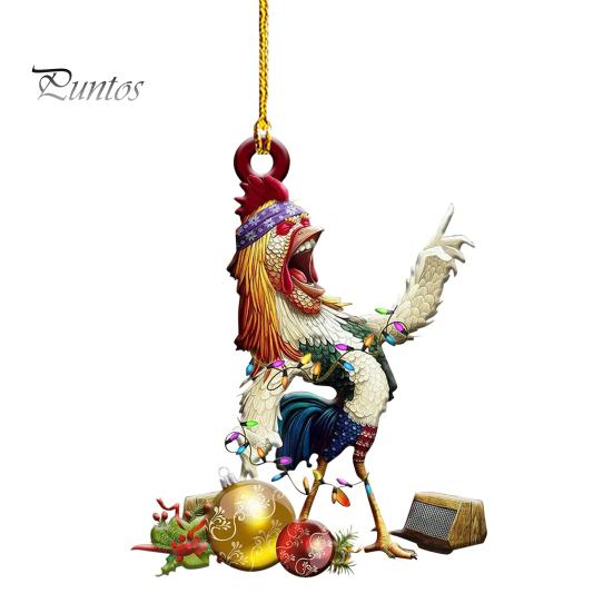 

Рождественский петух, подвесное украшение, двусторонний принт, твердый акрил, многоразовый, рождественская елка, кунг-фу, курица, орнамент, кулон, товары для вечеринок, подарок