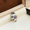 Neue Vintage 100% Reines 925 Sterling Silber Ringe Für Frauen Zweireihig Mit Bunten Zirkonia Geometrischer Ring Dame Hochzeit Feiner Schmuck