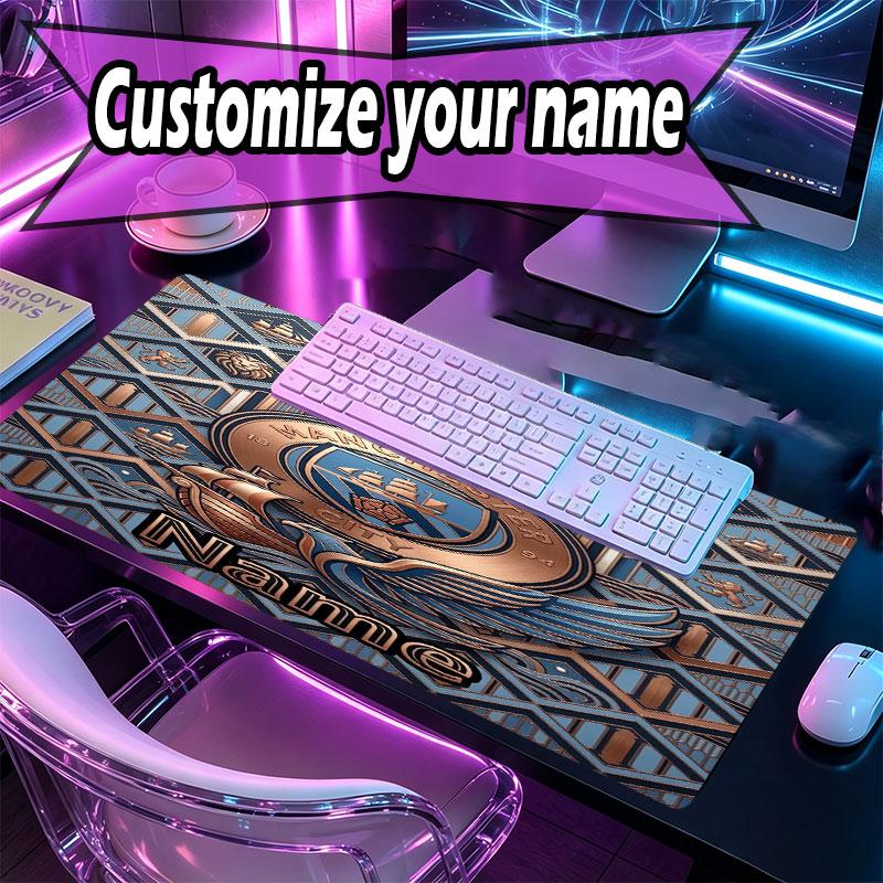 Custom Name Personalized Manchester City Pattern Mousepad, Laptop PC Desk Mat, Decorative Desk Mat for Home Keyboard Pad Gift