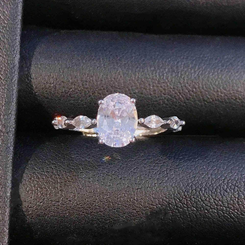 Moissanite Engagement Rings for Women Simulated Diamond Solitaire Ring Elegant Wedding Band no. 6 платиновый