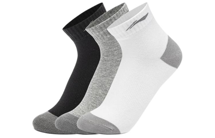 Li Ning Fitness Series Ankle Socks Unisex 6 Pack Black/White/Gray AWSU311-1 L