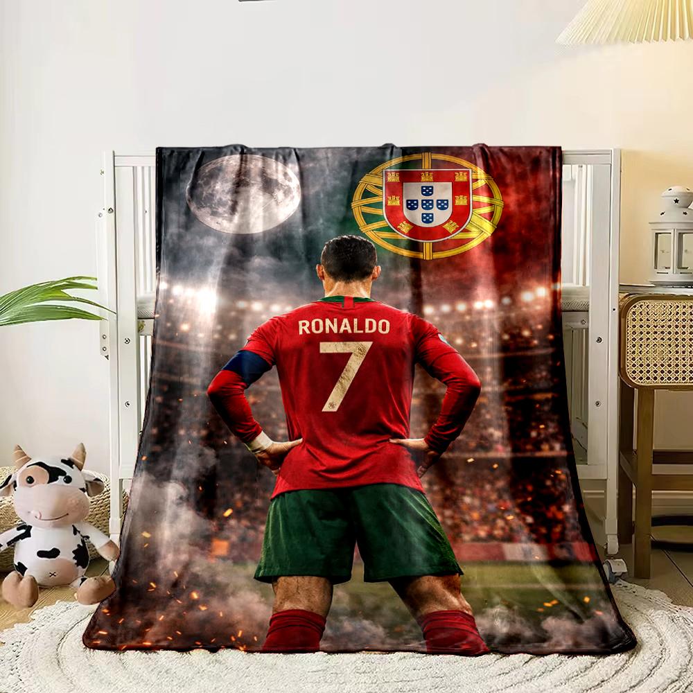 Soccer Star Designed Flannel Blanket for Bedroom, Living Room, Sofa, and Nap