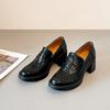 British Thick Heel Black Deep Mouth Versatile New High Heel College Style Single Shoes