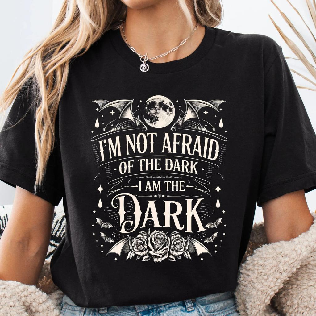 Vampires Gothic Shirt Tee I Am The Dark Shirt, Witchy Aesthetic T-Shirt Moon Bat