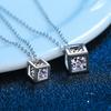 Square Hollow Cube Pendant Moissanite Necklace Silver Vvs Lab Diamond Necklace For Women Girls Gift Fine Jewelry