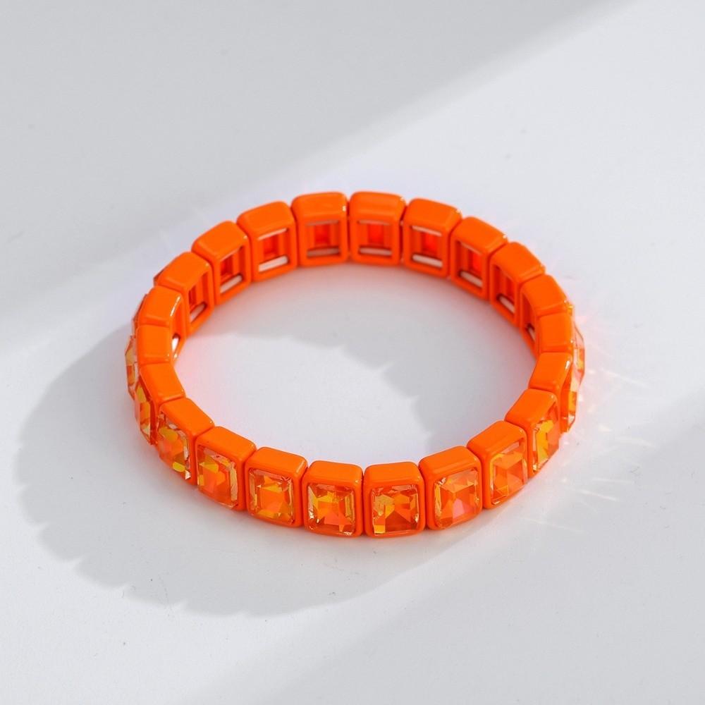 Elastic Zirconia Enamel Bangle Colorful Macaron-colored Bracelet Women Rainbow Beaded Bracelets