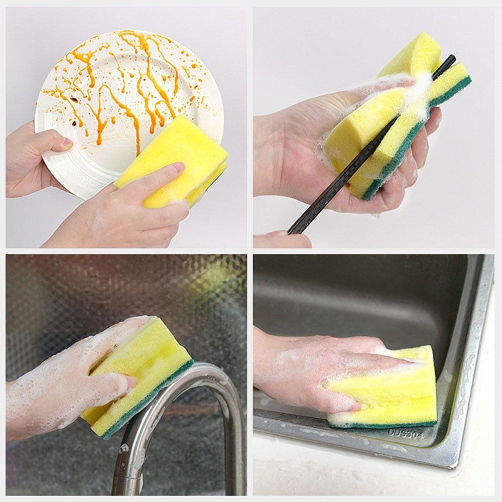 Double-sided Dishwashing Sponge Highly Absorbent Scouring Pad Kitchen Grease Cleaning Tool