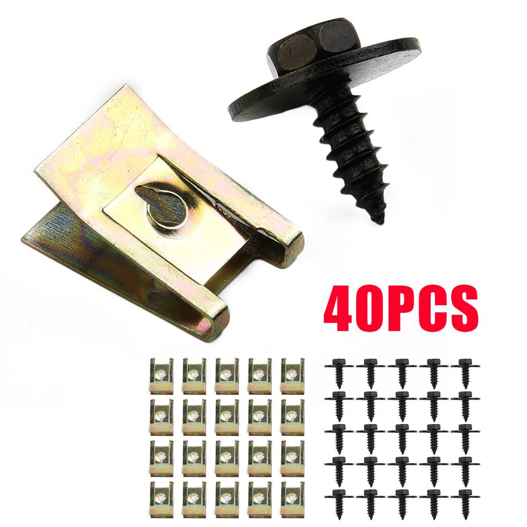40Pcs 8mm Hex Bolt Head For BMW E81 E82 E88 E21 E32 F07 F11 R50 Z3 Chassis Engine Guard Metal Nut/Screw Washers U-Shape Clip