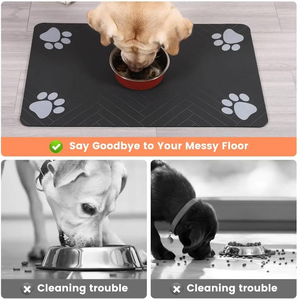 Pet Feeding Mat-Absorbent Pet Plamat for Food and Water Bowl, with Waterproof Rubber Backing, Quick Dry Water Mat for Dog Cat