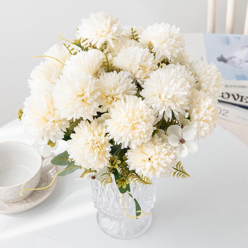 Chrysanthemum Silk Bouquet - Autumn Colors for Home or Wedding Decor