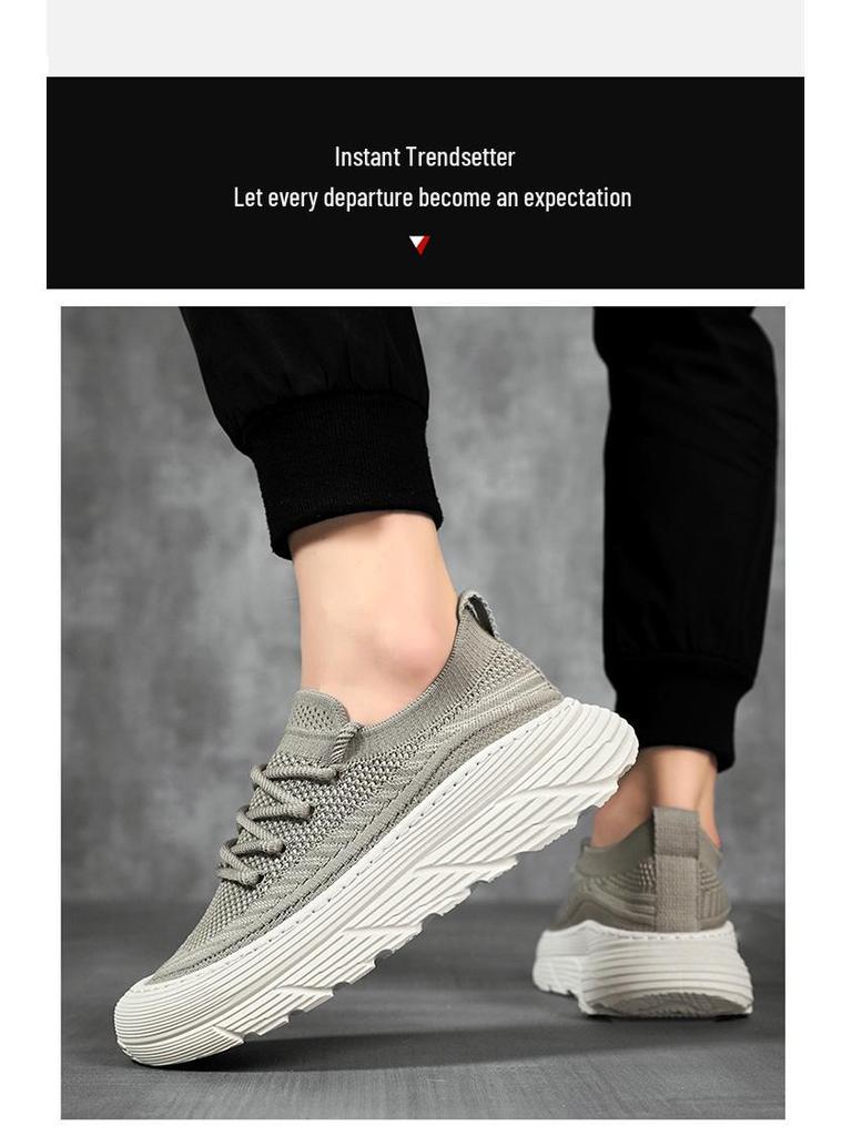 Letnie męskie oddychające sneakersy z siateczki – wszechstronne buty casualowe do biegania na grubej podeszwie w stylu koreańskim