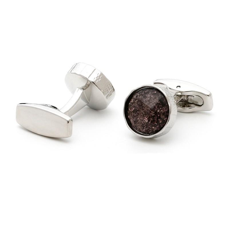 Men s Cufflinks New Style Crystal French Simple Round Silver Buttons alloy