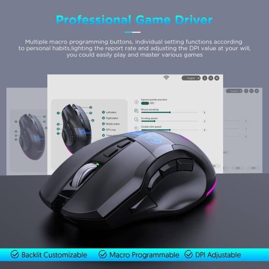 Portable Office Mouse 600mah Battery Capacity Metal Scale Wheel PC Control