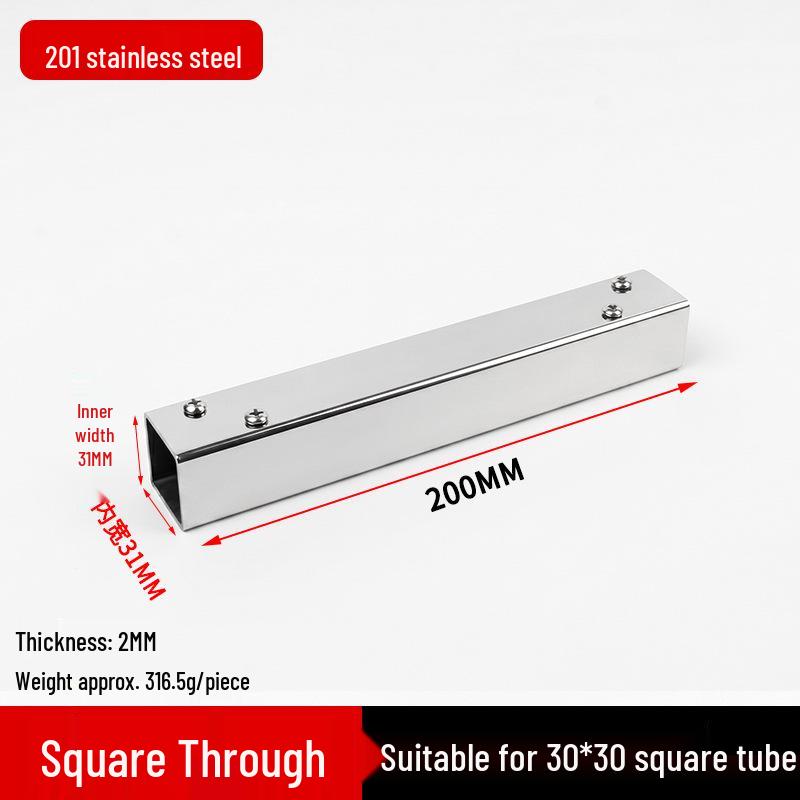 Stainless Steel Four-Way Square Tube Connector (20/25/30mm)