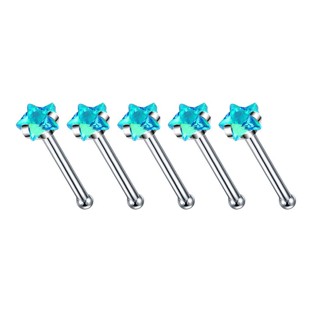 5Pcs Sturdy Alloy Nose Piercing Jewelry Set L Shape Studs and Hoops With CZ Designs Accessory for Stylish Look