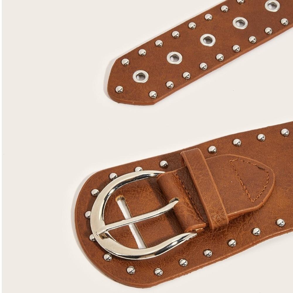 Rivets Design Studded Belt Wide Belt Waist Strap Fashion Punk Belt Y2K Style