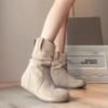 Autumn and Winter 2025 Velvet Cotton Boots New Stacked Short Boots Small Boots Women's Martin Boots Retro Thick Flat Bottom Early Autumn
