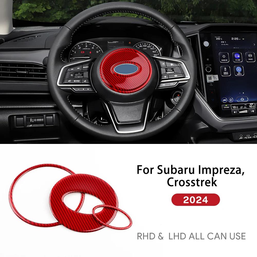 Für Subaru Crosstrek Impreza 2024 Echte Weiche Kohlefaser 3-teiliger Aufkleber Lenkradmitte Innenraum LHD RHD Zubehör
