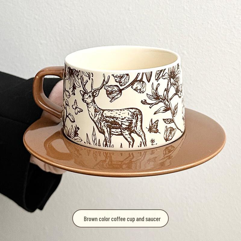 Ретро Керамическая Кофейная Кружка и Блюдце