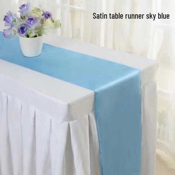 High-Density Satin Table Runner for Weddings & Banquets - Solid Color Polyester Table Decoration