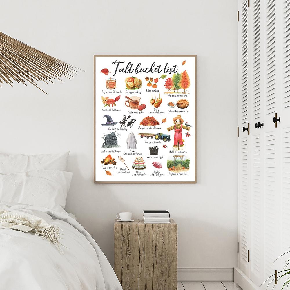 Halloween Fall Canvas Painting Thanksgiving Autumn Posters and Prints Watercolor Wall Pumpkin Art Pictures for Living Room Decor