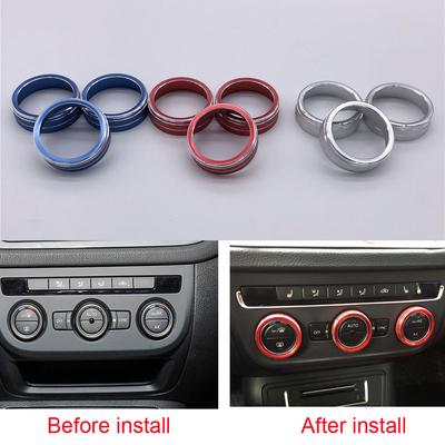 Car Styling for Volkswagen Tiguan L Passat B7 B8 T-ROC AC Air Conditioning Knob Cover Ring ( A and B Model Option)