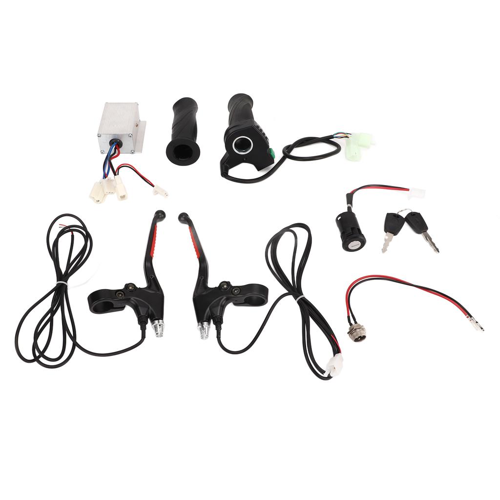 12V 250W Brushed Controller 4 Speed Throttle Twist Grip Brake Lever Electric Door Lock Set Electric Bike Bicycle
