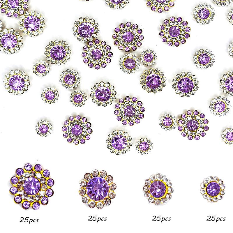 Størrelse Dobbelt Lag Blomst Blandet 100 stk Fargerik Solsikke Skive Bor Spenne Krystall Håndsøm Bor DIY Smykketilbehør Rhinestone Sy på Perler