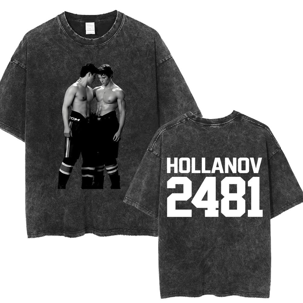 Heated Rivalry Shane Hollander Ilya Rozanov Hollanov Washed T Shirt Vintage Fashion Men Tshirts Cotton Loose Casual Tee Shirt