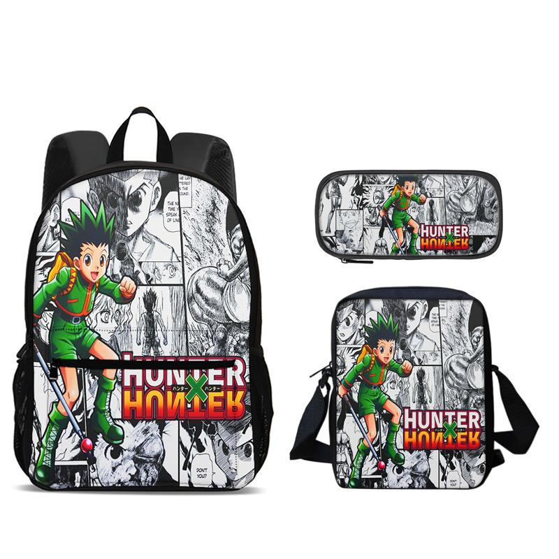HUNTER × HUNTER Backpack Pen Bag Shoulder Bag 3Pcs Set Anime Printed Kindergarten Boys and Girls New Large Capacity Lightweight