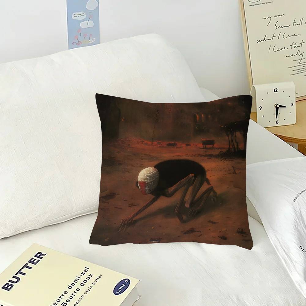 Z-ZdzislawBeksinskis Art  Pillow Covers Cartoon Sofa Decorative Home Double-sided Printing Short Plush Cute Cushion Cover