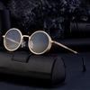 Non-polarized Round Frame Sunglasses for Men with Spring Legs, Retro and High-end Sunglasses, Metal Oval Frame Glasses