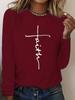 Women's Spring and Autumn 100% Cotton Fashion Casual Loose You Are Enough Printed Round Neck Long Sleeve T-shirt Top