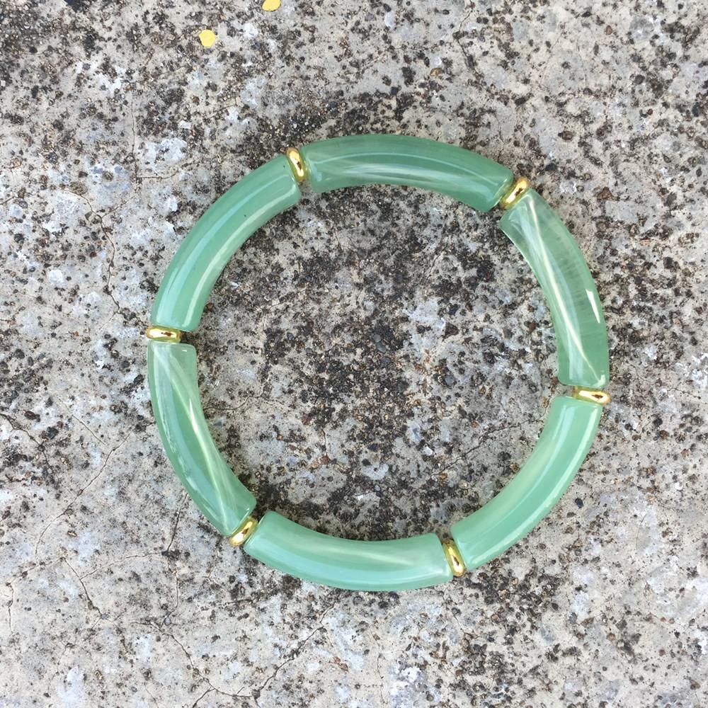 2025 Trendy Colorful Acrylic Bamboo Beads Bracelet for Women Stretch Resin Tube Beaded Cuff Bracelets Bangle Men Fashion Jewelry