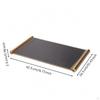 Leather Tray with Metal Frame Textured Rectangular Rails for Coffee Table, Vanity