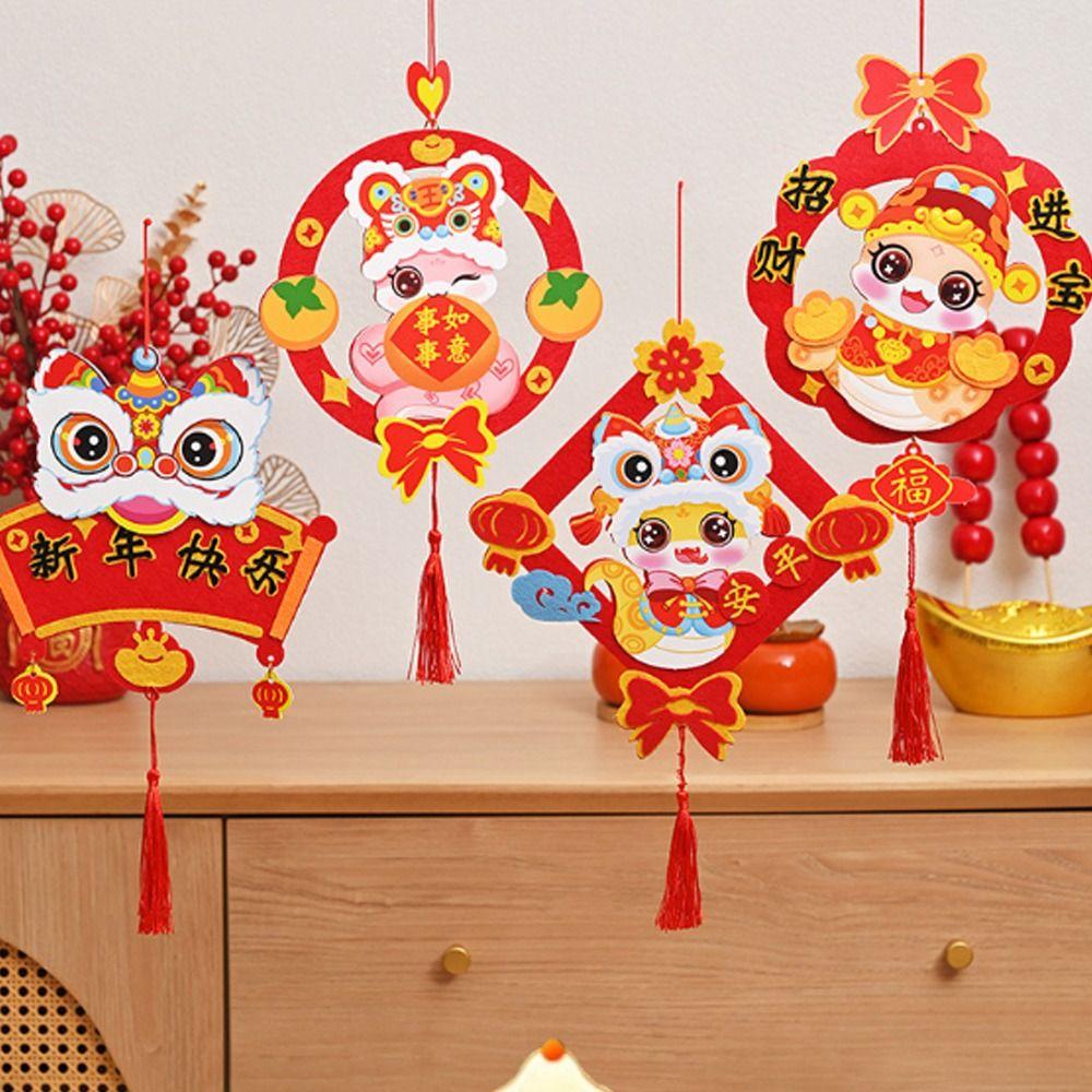 Chinese Style 2025 New Year Lucky Pendant Lucky Character Hanging Ornament  Lantern Festival
