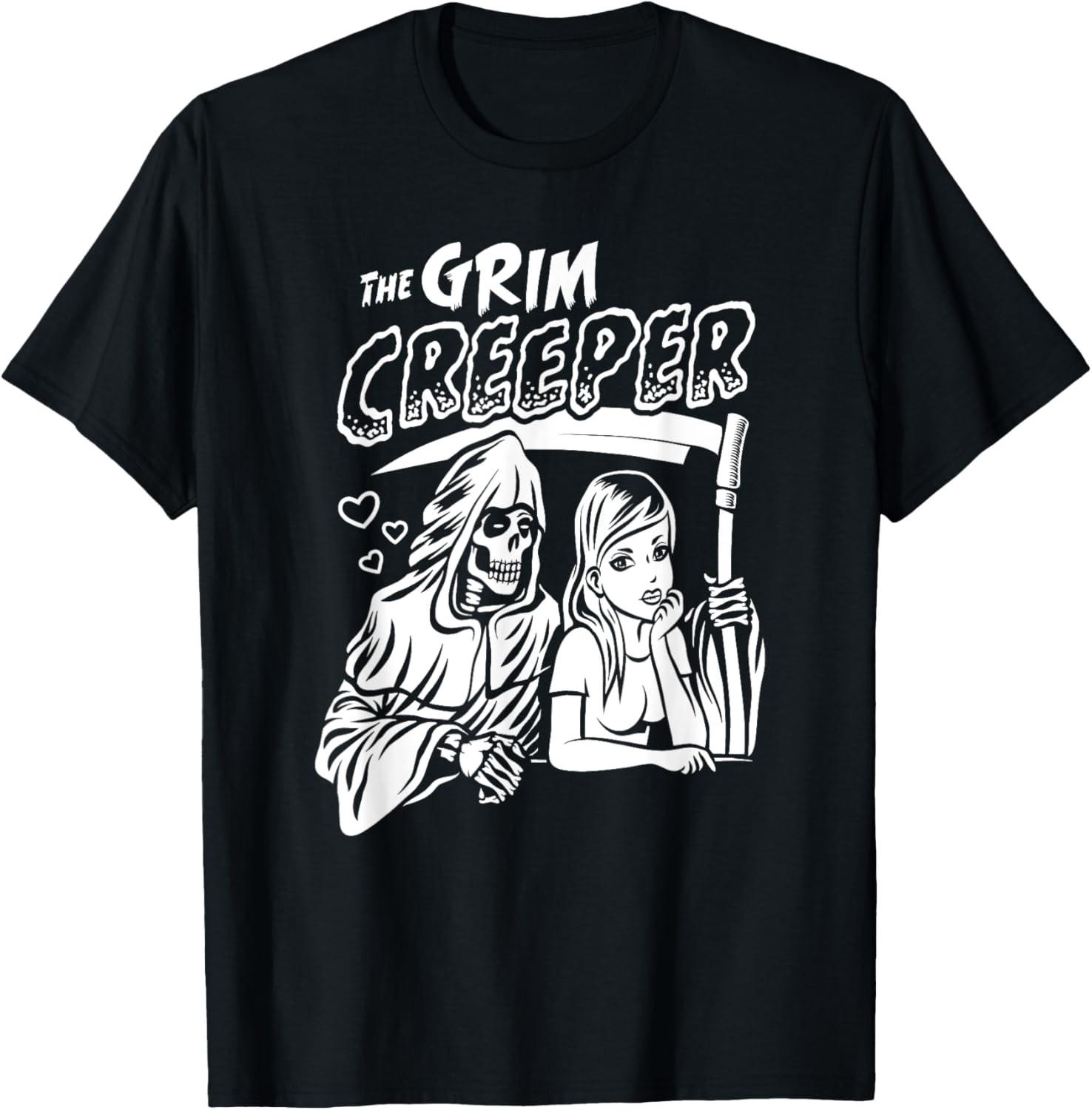 The Grim Creeper Creepy Cute Dark Humor Bartender Skeleton T-Shirt S разноцветный