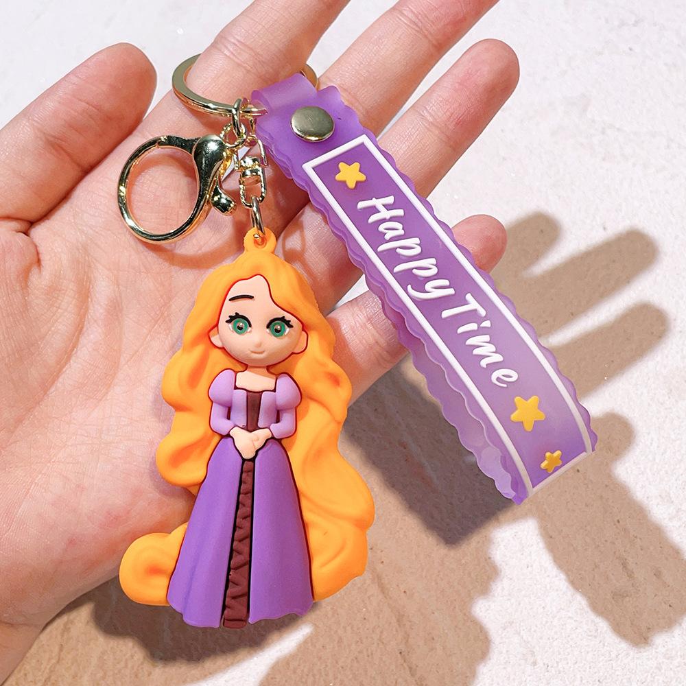 MINISO Princess Doll Keychain Snow White Ariel & Elsa Pvc Toy Phone Ornaments Bag Charms Car Key Girls Birthday Gifts