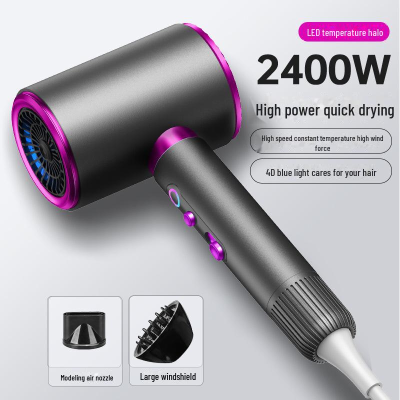 Cross-Border High-Speed Hair Dryer - Powerful Household & Salon Use, Blue Light Feature, Hot & Cold Settings.