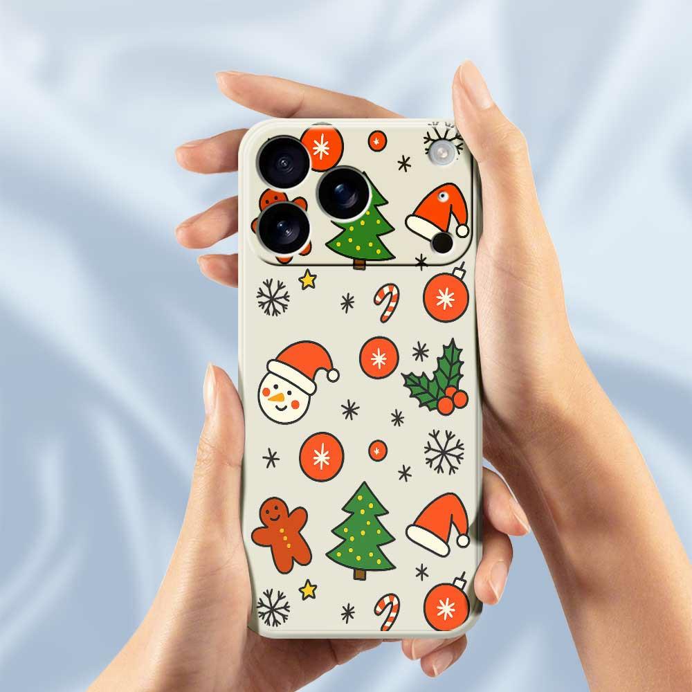 For iPhone 17 Pro Max Case Lovely Christmas Pattern Printing Straight Edge TPU Phone Back Cover