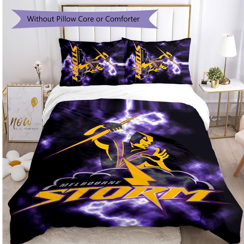Melbourne Storm Printed 3PCS Bedding Set Soft Breathable Duvet Cover Pillowcases Set Washable Bedroom Decor Home Gift