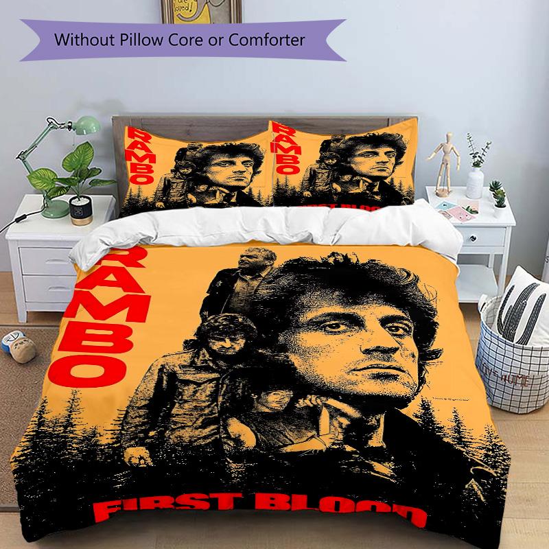 Rambo First Blood Action Print 3Pcs Bedding Set,Duvet Cover with 2 Bedro,Pillowcase Home Birthday Gift