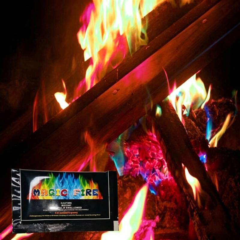 Polvere Colorata per Fiamme Magiche Con Metallo Rameo Per Festa del Fuoco Falò sulla Spiaggia Divertimento Per Adulti e Bambini