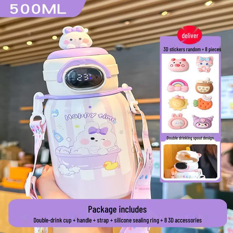 Qiwei Smart Temperature Kids Insulated Straw Cup