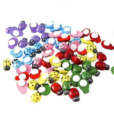 100 pezzi adesivo coccinella in legno cartoni animati adorabili coccinella bottoni colorati bambini bambini fai da te decorazioni per feste a casa