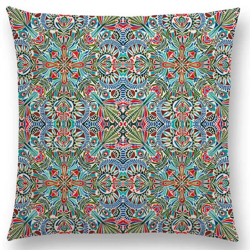 Neueste Boho Bunte Blumen Kissenbezug Rosa Regenbogen Lebhaft Floral Mandalas Musterdesign Begeisterung Drucke Kissenbezug