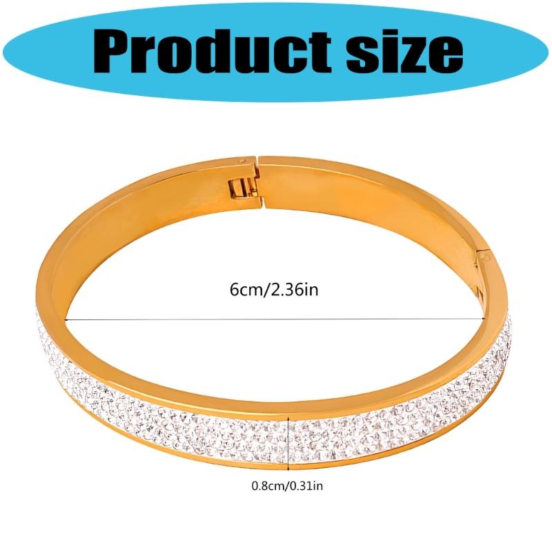 Royal Style Steel Bracelet Featuring Geometric Circle And Sparkling Mud Diamonds Spring Clasp Bangle