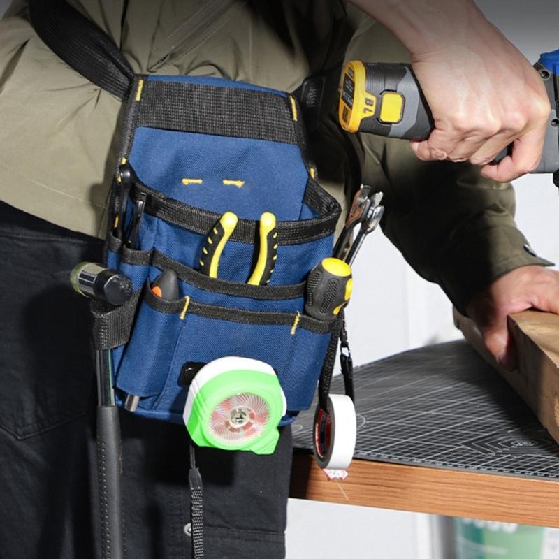 Borsa Porta Attrezzi Elettricista Robusta Borsa da Cintura Con Scomparti Multipli Cintura Regolabile Per Lavoro Professionale