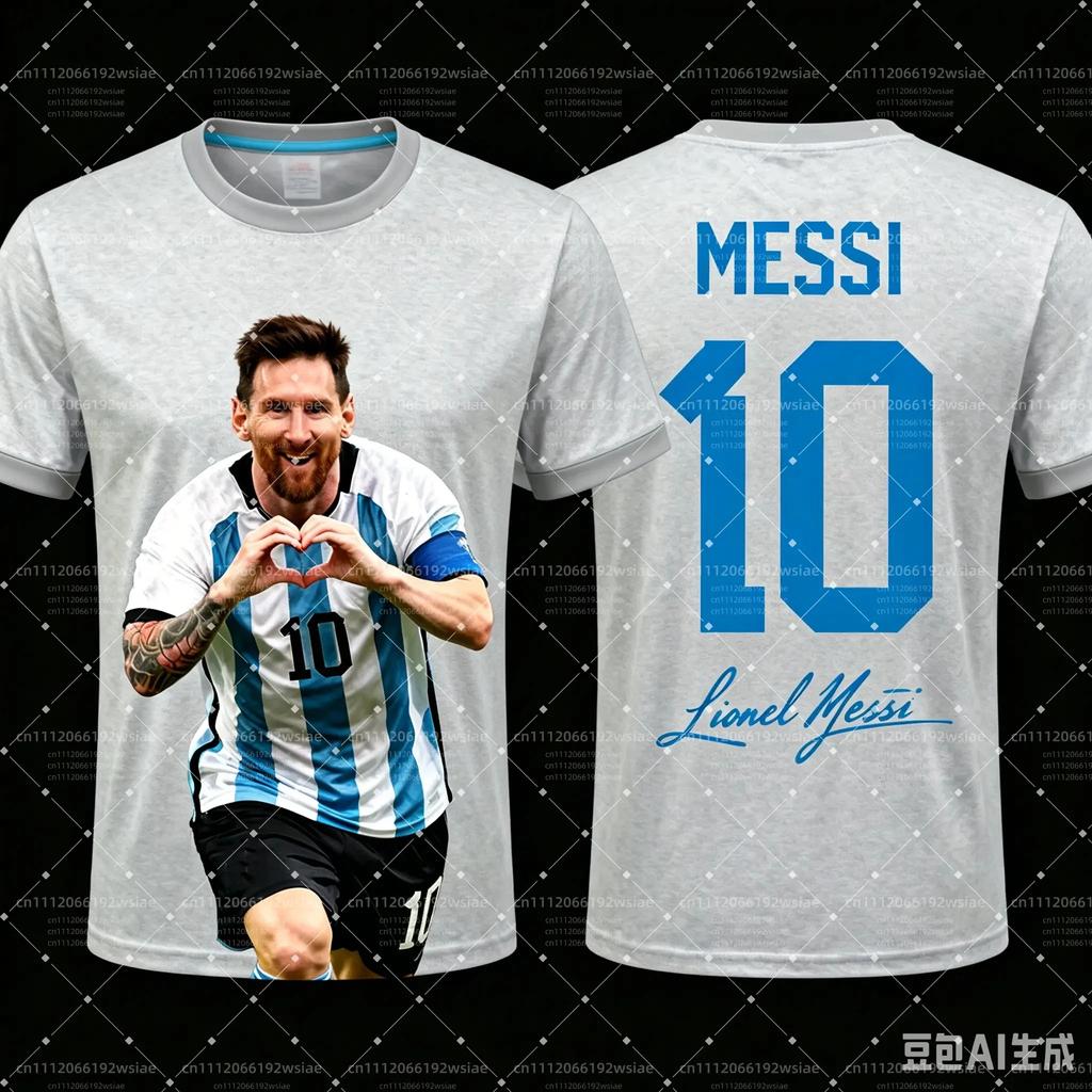2026 Messi KI Fußball Druck T-Shirt Unisex Herren Damen Fan Gedenkoberteile Superstar Grafik Trendige Sport Kurzarm-T-Shirts