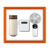 Wood Grain Insulated Cup Gift Set with Power Bank & Fan